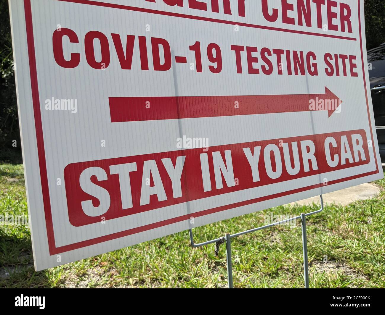 Sign for a covid-19 testing site. Stock Photo