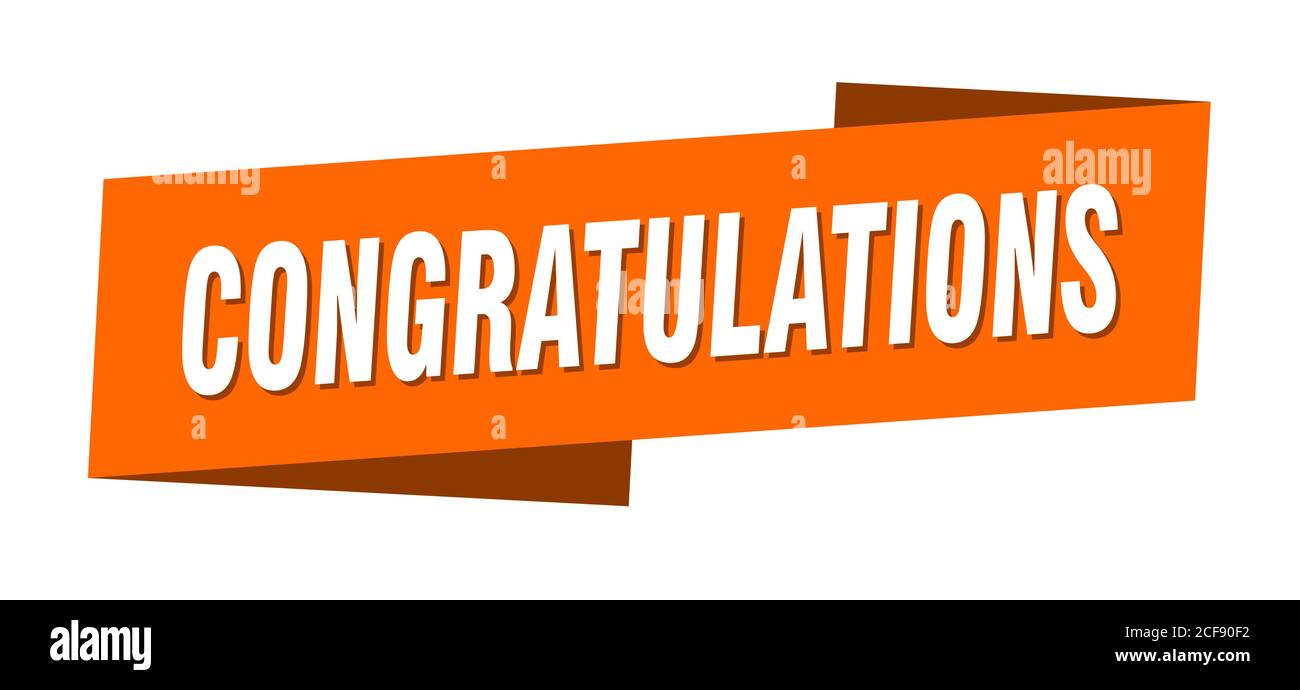 congratulations banner template. ribbon label sticker. sign Stock ...
