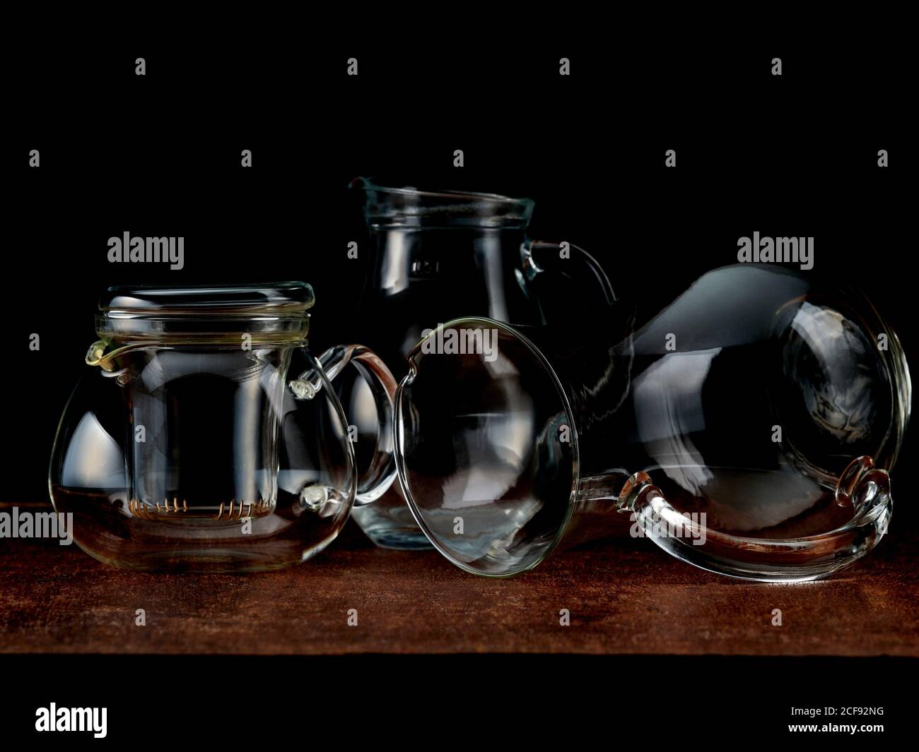 Group of transparent glass jars to contain liquids Stock Photo Alamy