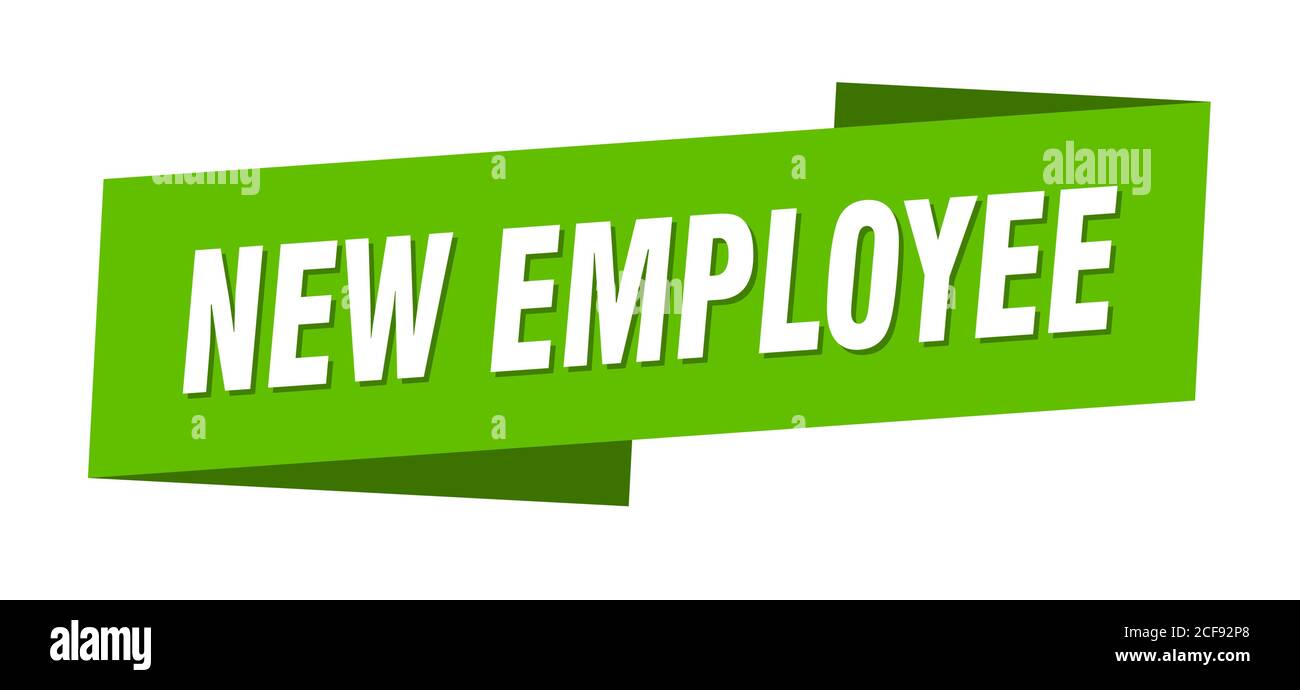 new employee banner template. ribbon label sticker. sign Stock Vector