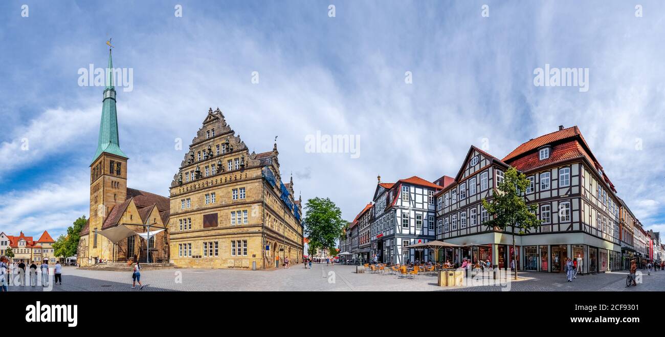 Church and Market in Hameln, Germany Stock Photo Alamy