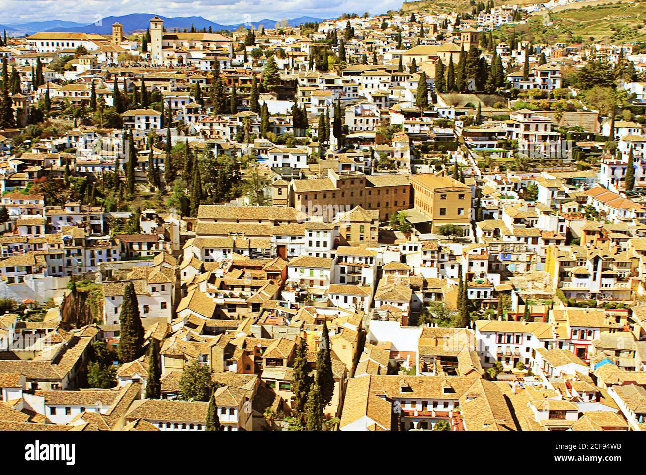 View of the old town in Alhambra Spain Stock Photo