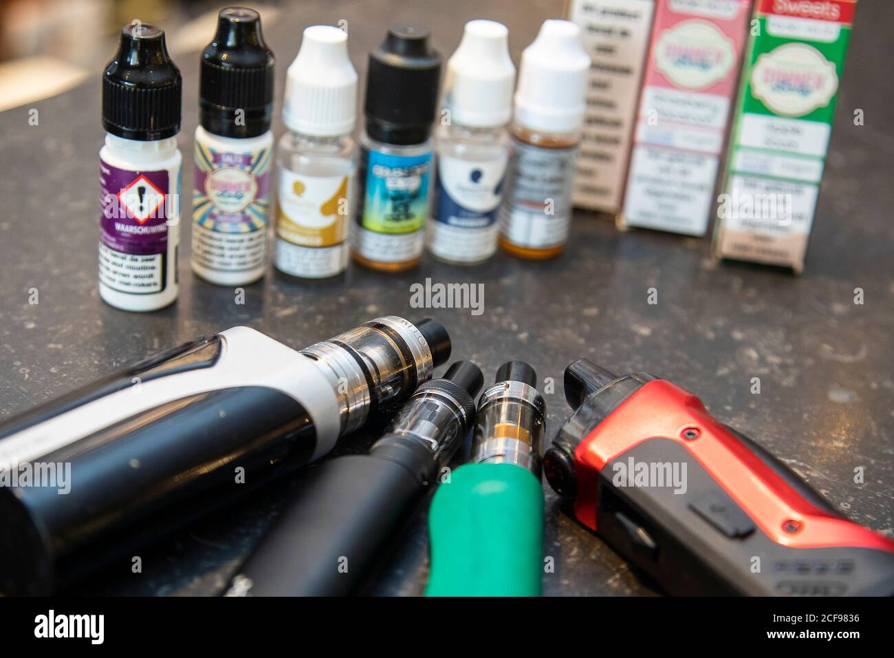 Tilburg, Netherlands. 03rd Sep, 2020. TILBURG, E-cigarette Items,  03-09-2020. Various e-cigarette and e-smoke items, including liquids. Know  as Vaping. Seen as an alternative for smoking E-sigaret artikelen vloeistof  roken Credit: Pro Shots/Alamy
