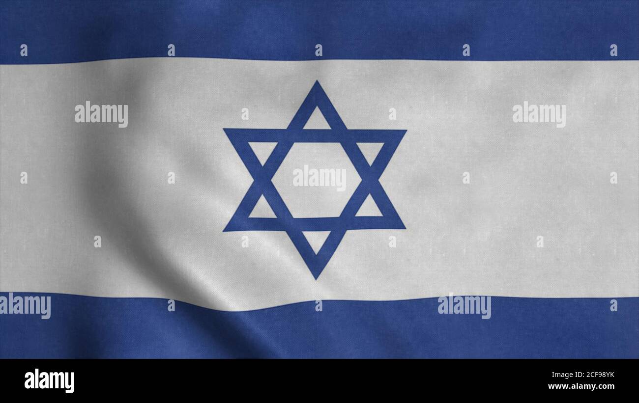 The national flag of Israel flutters in the wind. 3d illustration Stock ...