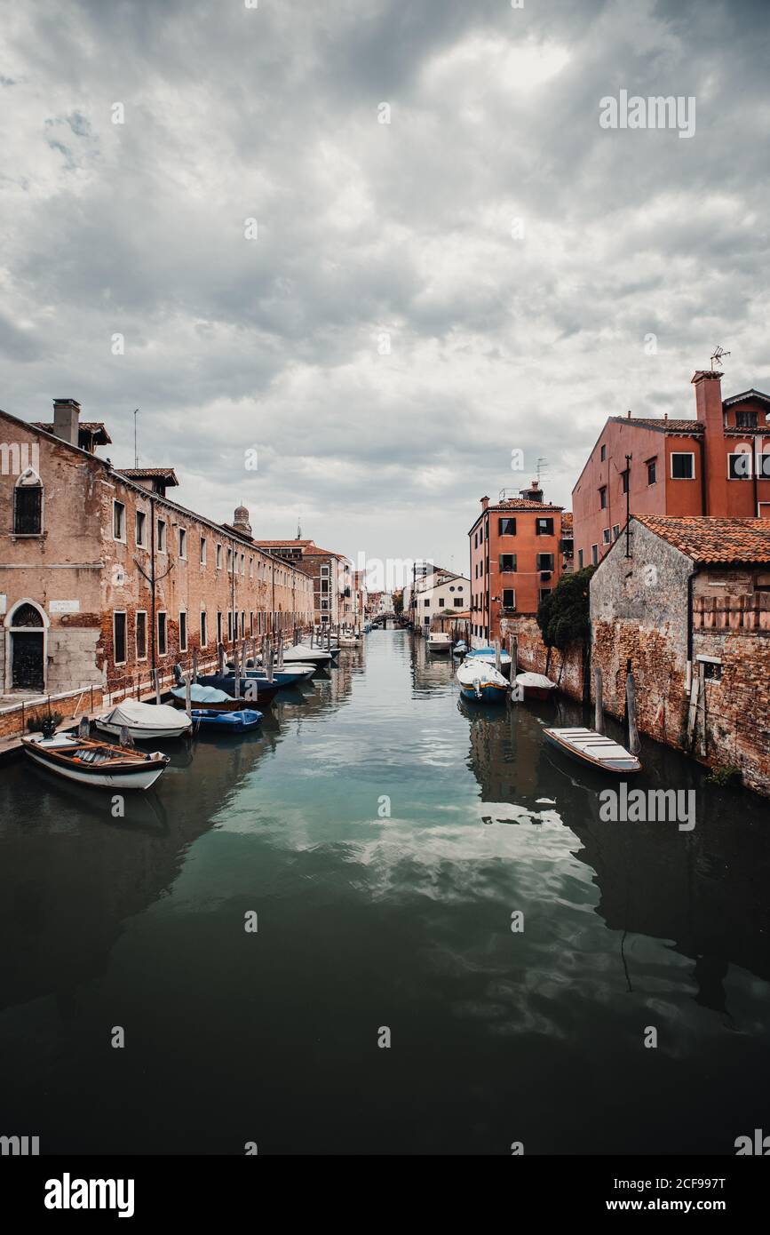 VENICE, ITALY - AUGUST 30 2020: View of Rio of Sant'Alvise in Venice Italy Stock Photo