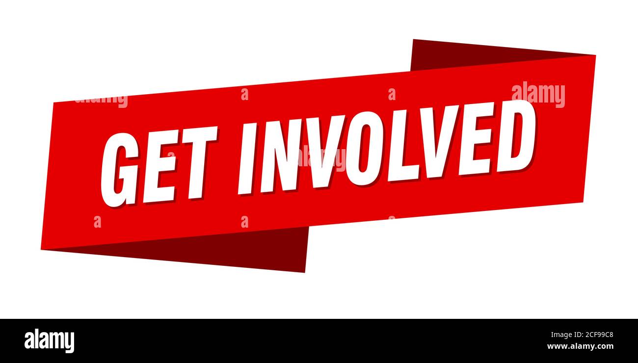 get involved banner template. ribbon label sticker. sign Stock Vector ...