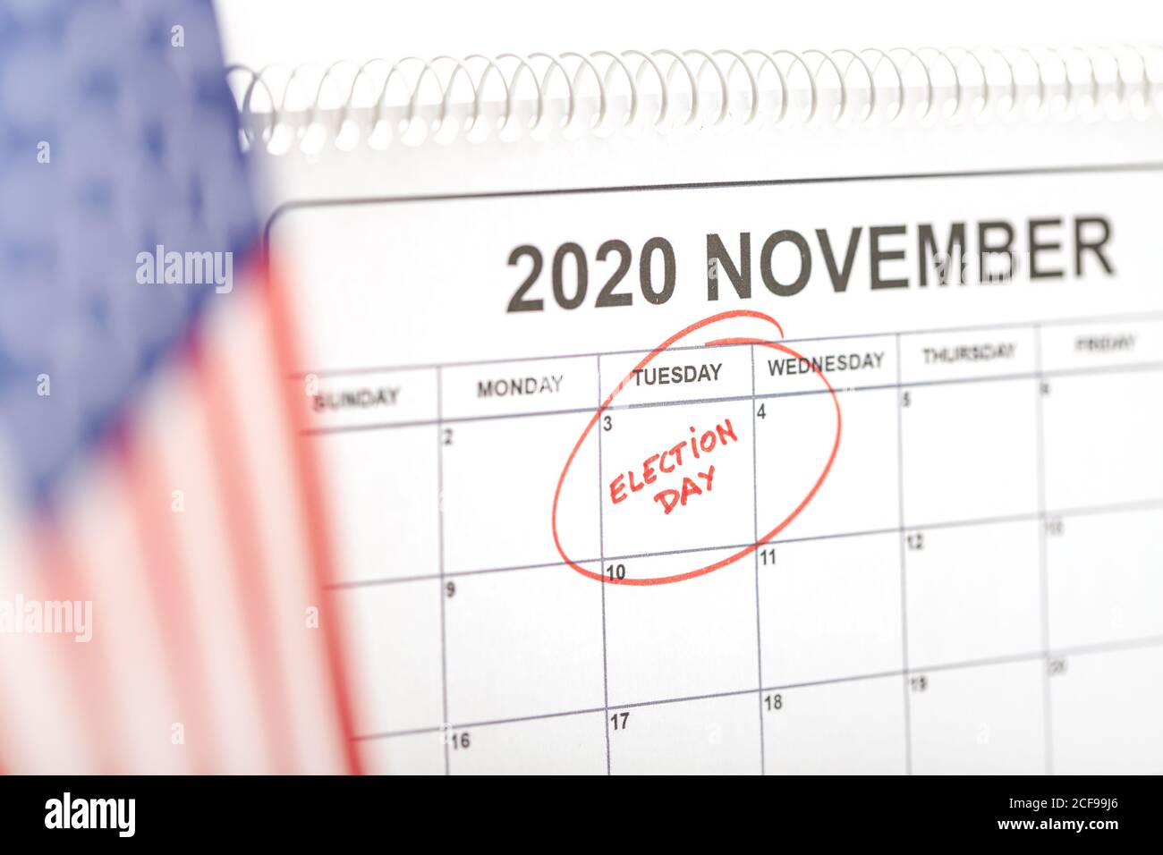Election day concept. Desk calendar with November 3rd marked in red Stock Photo