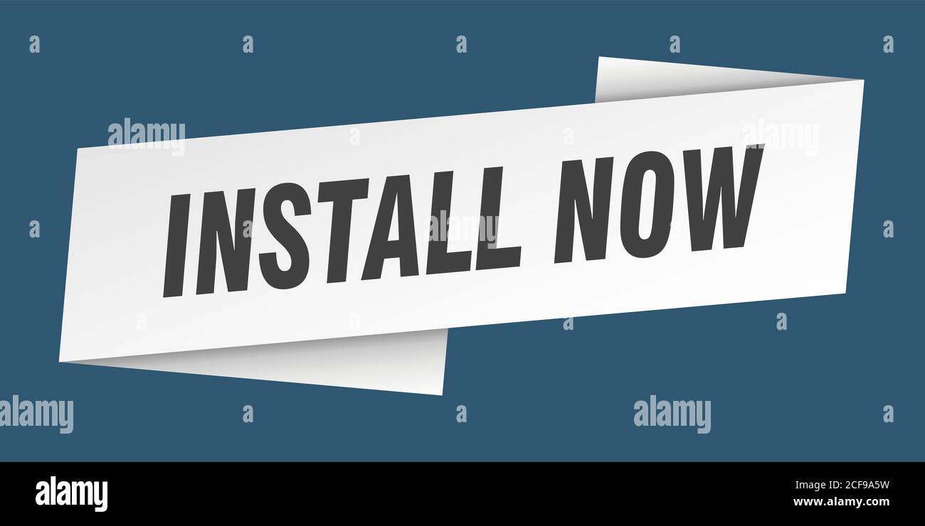 Installation Sticker Format install now banner template. ribbon label sticker. sign Stock Vector ...