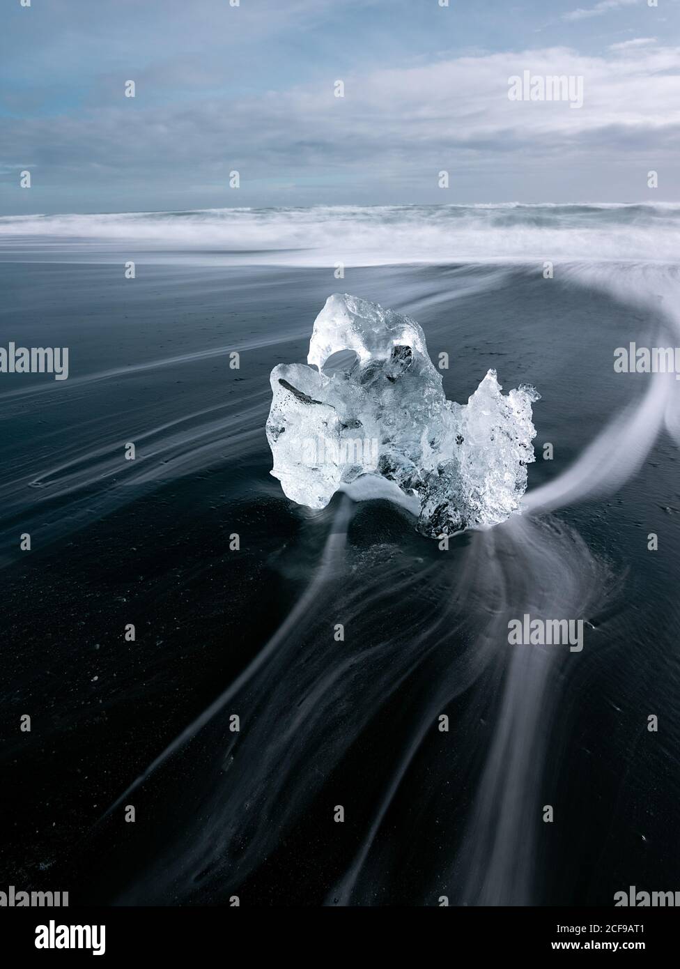 huge block of ice on coast in Diamond beach Iceland Stock Photo
