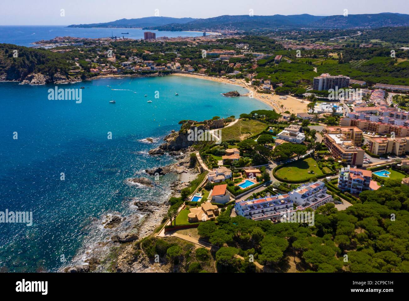 Aerial view of Cala Fosca in Palamos on the Costa Brava, Catalonia,Spain Stock Photo