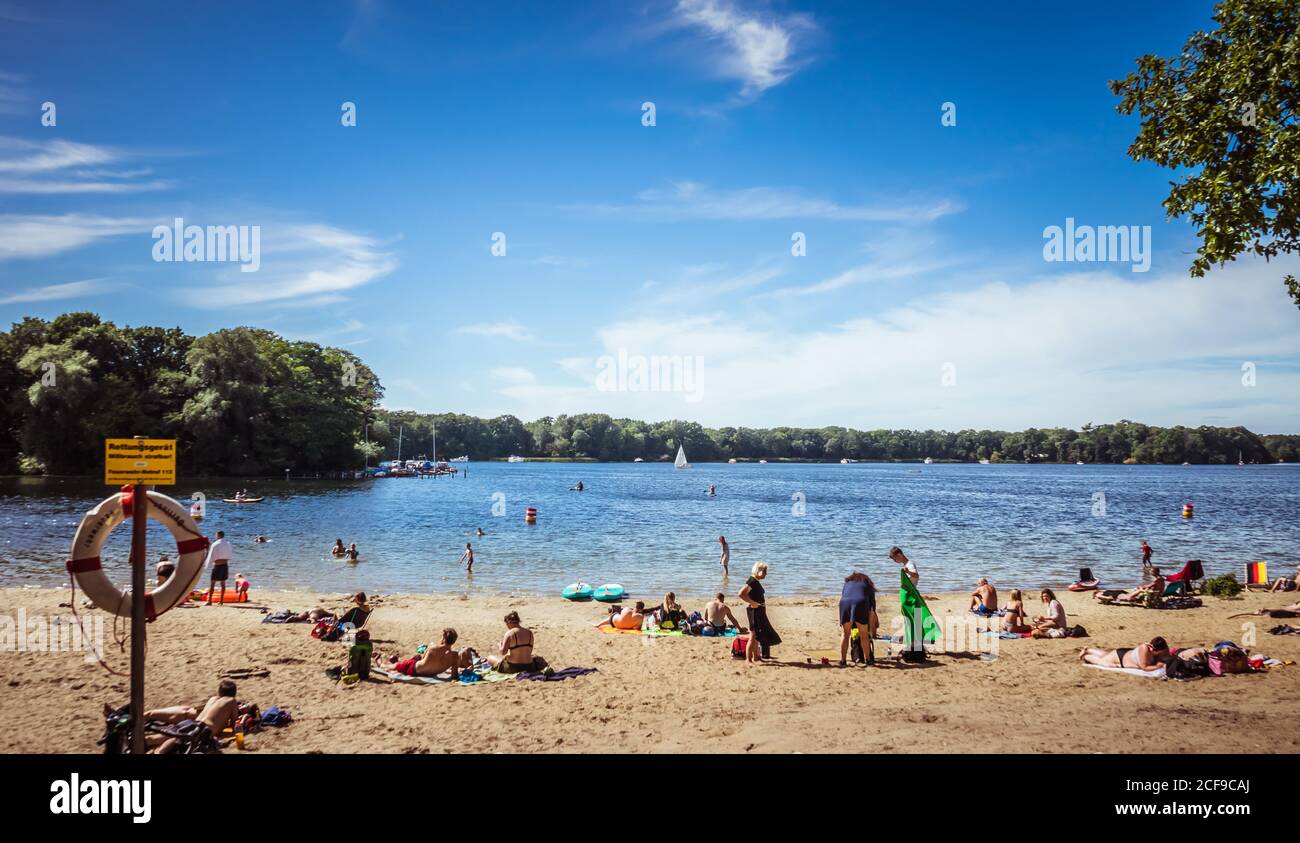 BERLIN, GERMANY - Jul 30, 2020: BERLIN, GERMANY July 30, 2020. The Tegler  See in summer with few visitors due to Corona Covid-19 Stock Photo - Alamy