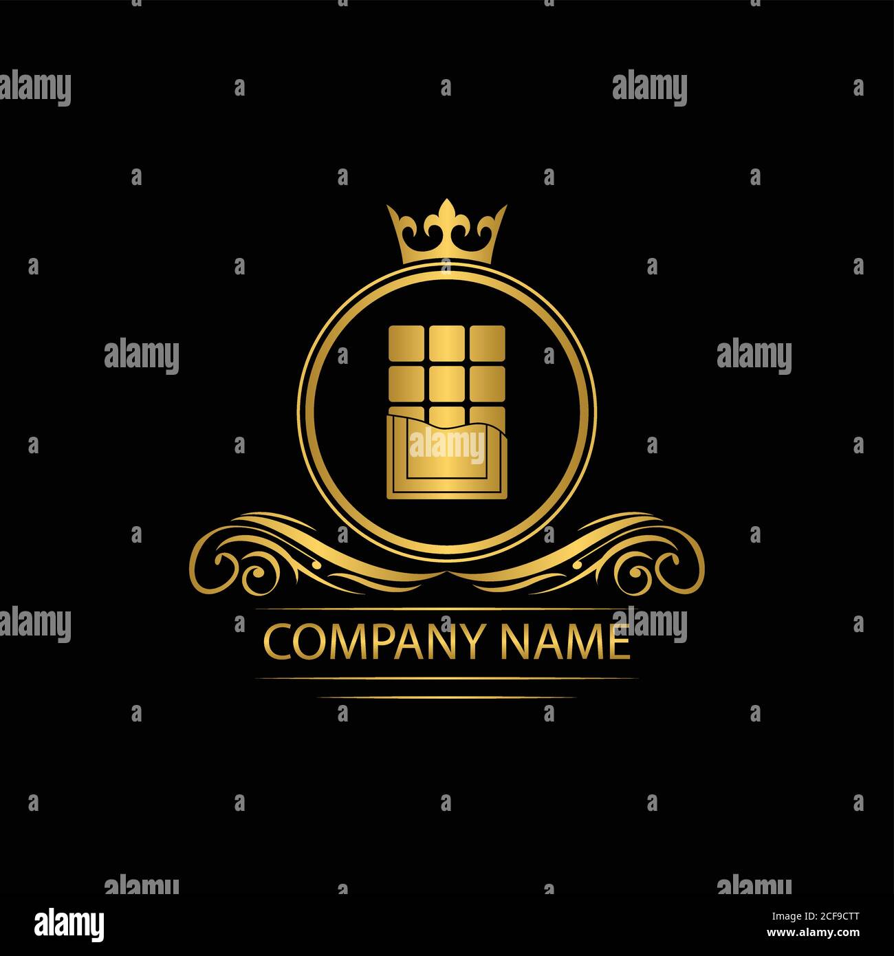 chokolate logo template luxury royal vector company decorative emblem with crown Stock Vector