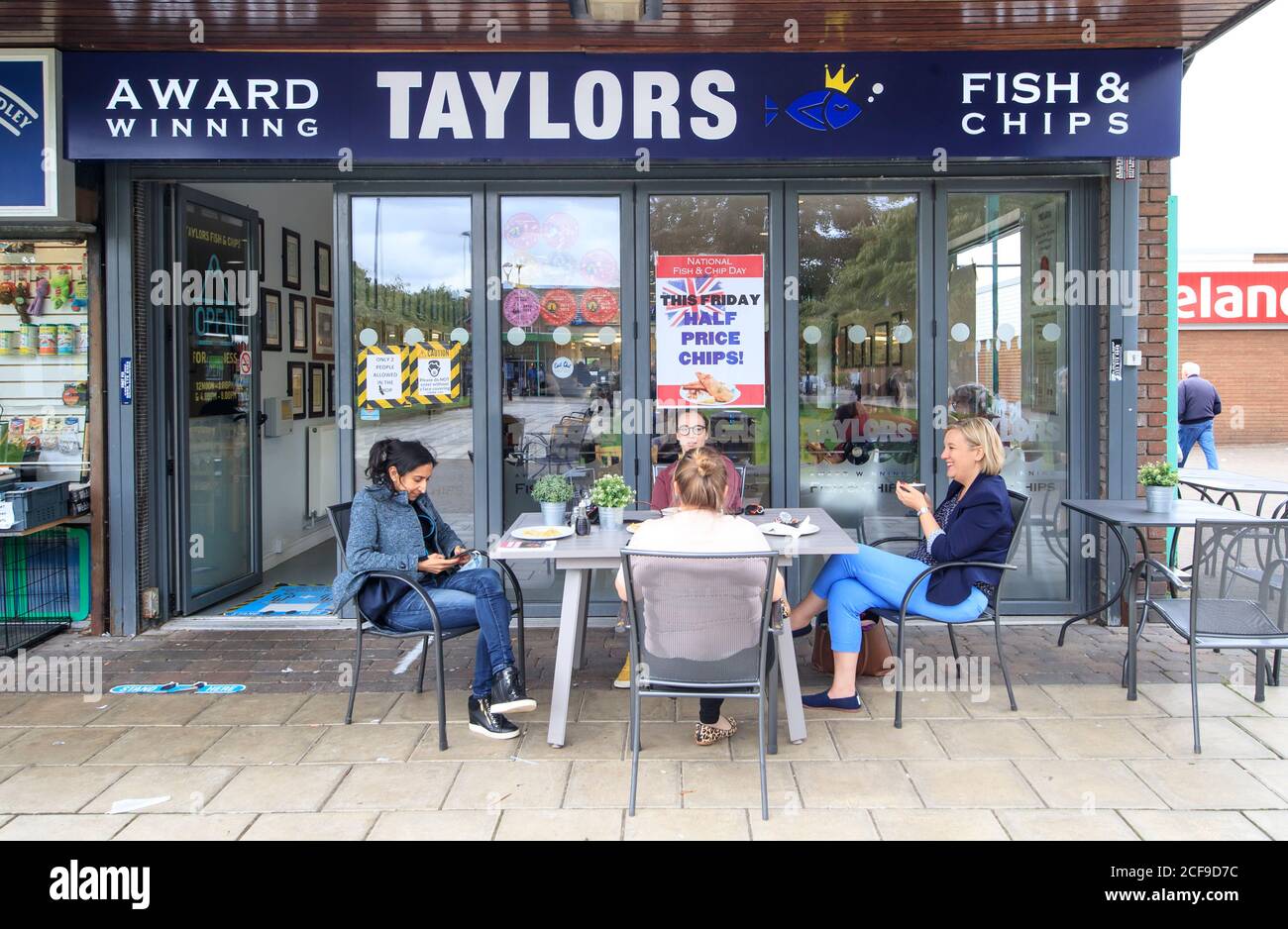 Taylor's chip shop, in Stockport, where Liberal Democrat leader Ed Davey has undertaken a 'shift', during the start of his national listening tour. Stock Photo