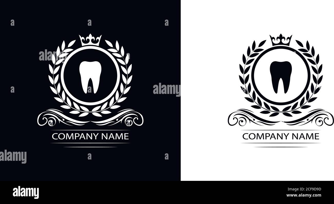 dentist logo template luxury royal vector tooth company decorative