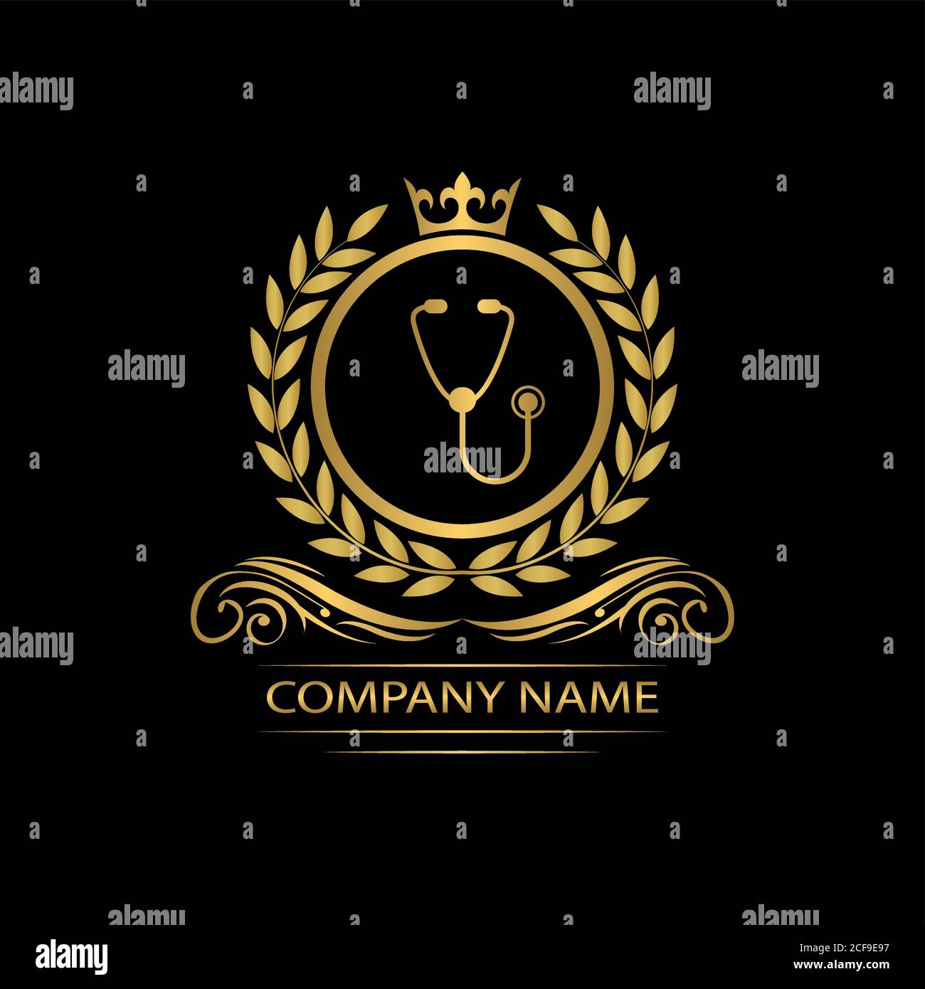 clinic logo template luxury royal vector clinic icon company decorative emblem with crown Stock Vector
