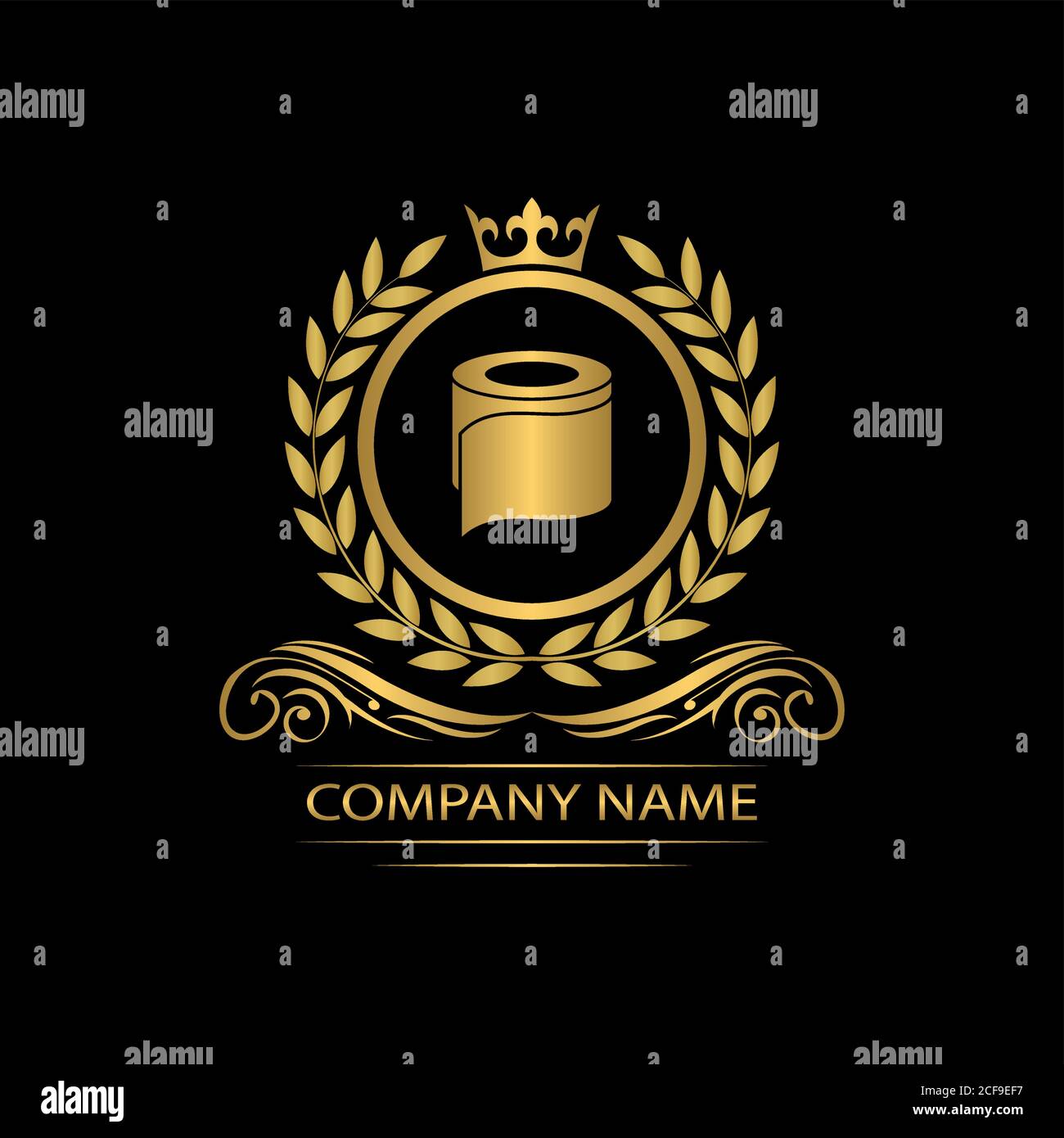 toliet paper logo template luxury royal vector company decorative emblem with crown Stock Vector