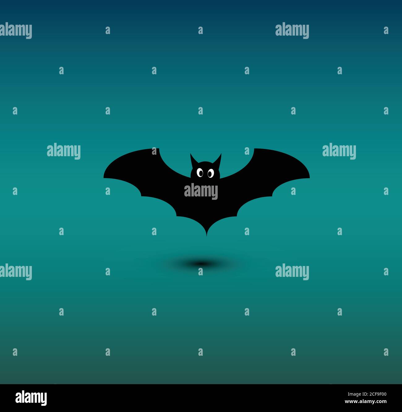 Cartoon halloween flying bat on green background. Vector illustration Stock Vector