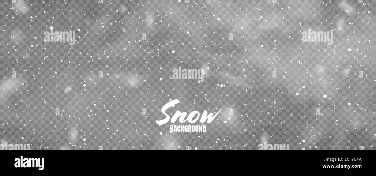 Realistic falling snow with snowflakes. Winter transparent background ...