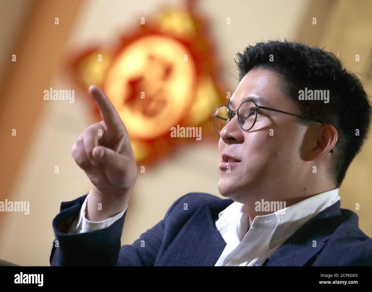 Hong Kong, All-China Youth Federation. 31st Aug, 2020. Kenneth Fok Kai-kong, a newly-elected vice chairman of All-China Youth Federation, gestures during an interview with Xinhua on Aug. 31, 2020. TO GO WITH 'Interview: Kenneth Fok calls for more efforts to help Hong Kong youth tap Greater Bay Area opportunities' Credit: Wu Xiaochu/Xinhua/Alamy Live News Stock Photo
