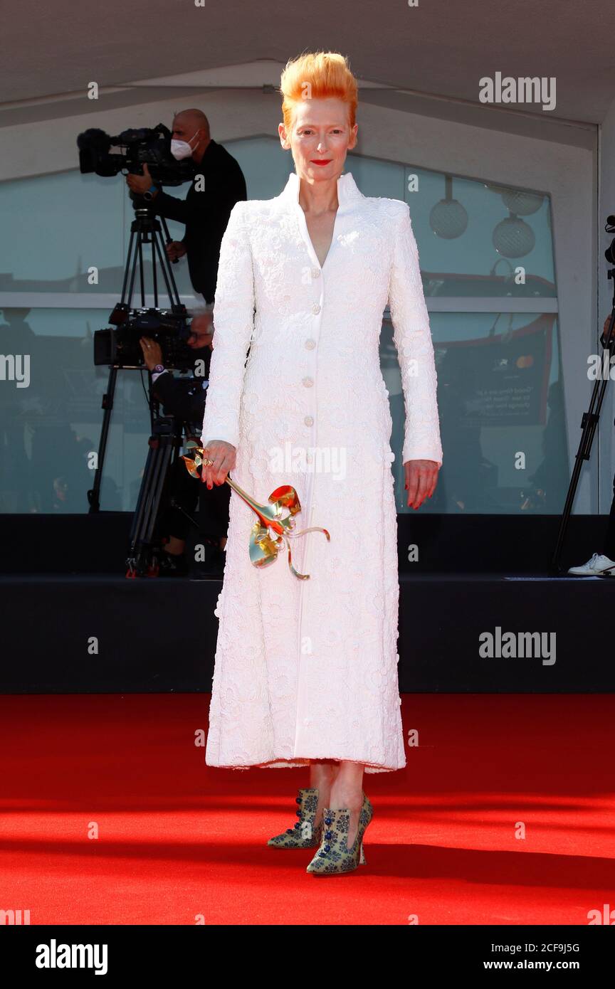 Venice, Italy. 03rd Sep, 2020. Tilda Swinton attending 'The Human Voice' at the 77th Venice International Film Festival on September 3, 2020 in Venice, Italy Credit: Geisler-Fotopress GmbH/Alamy Live News Stock Photo