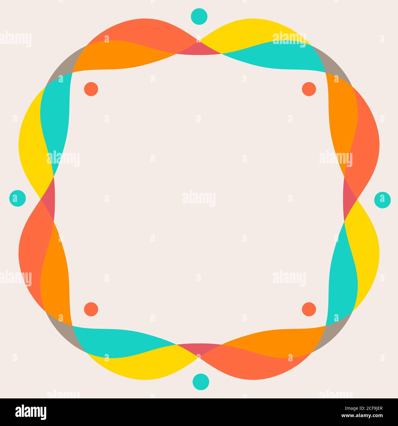Design elements - colorful waves and dots. Vector frame  illustration. Stock Vector