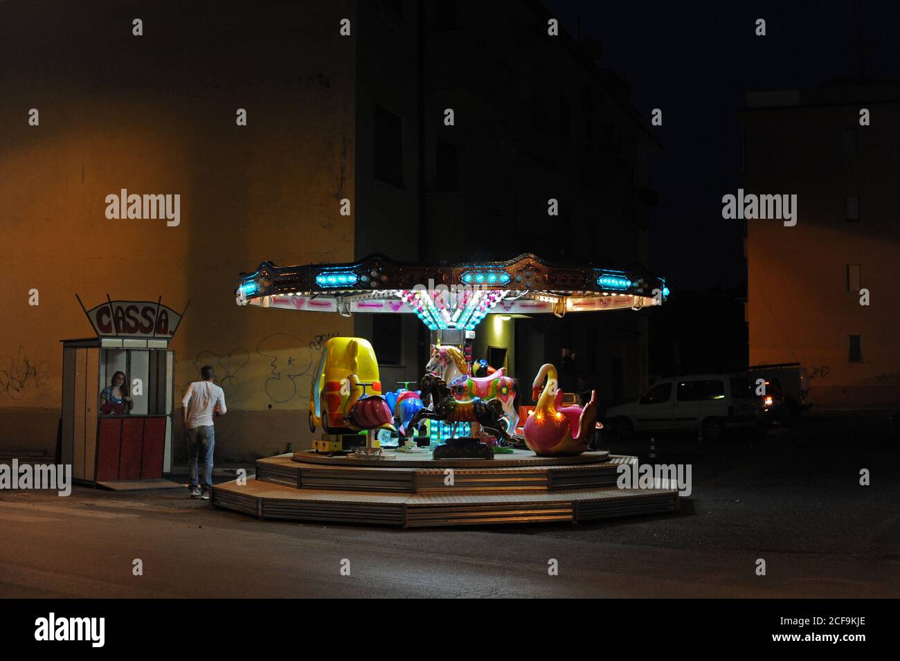 Anzio Colonia, Rome (Italy):Roundabouts among the working-class buildings on the occasion of the patronal feast. © Andrea Sabbadini Stock Photo