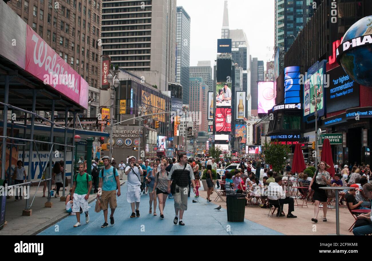 Midtown Manhattan street view with crowd of people walking. New York city USA Stock Photo