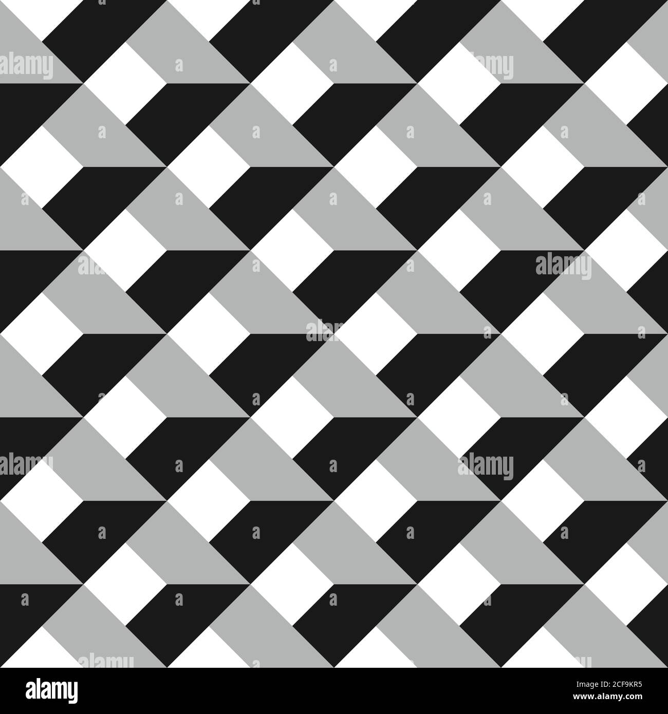 3D vector abstract seamless pattern. Grey grid. Stock Vector
