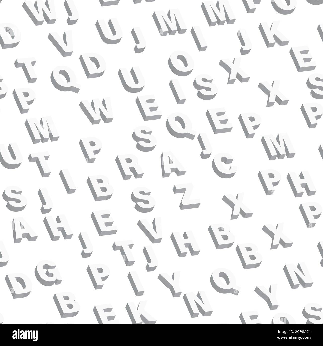 Mosaic of white 3D letters. Vector seamless pattern. Stock Vector