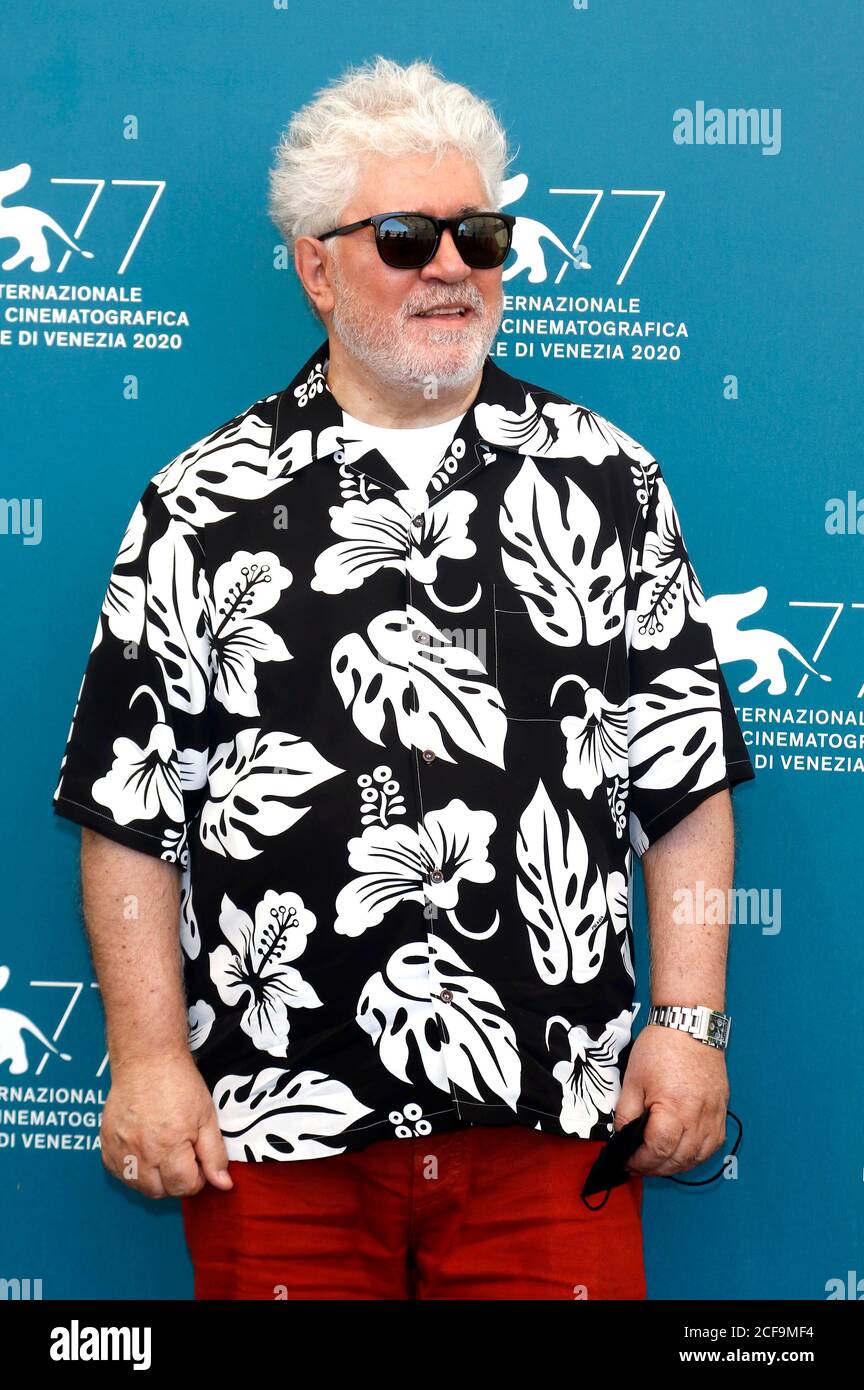 Venice, Italy. 03rd Sep, 2020. Pedro Almodovar attending the photocall of the movie 'The Human Voice' at the 77th Venice Film Festival on September 3, 2020 in Venice, Italy Credit: Geisler-Fotopress GmbH/Alamy Live News Stock Photo