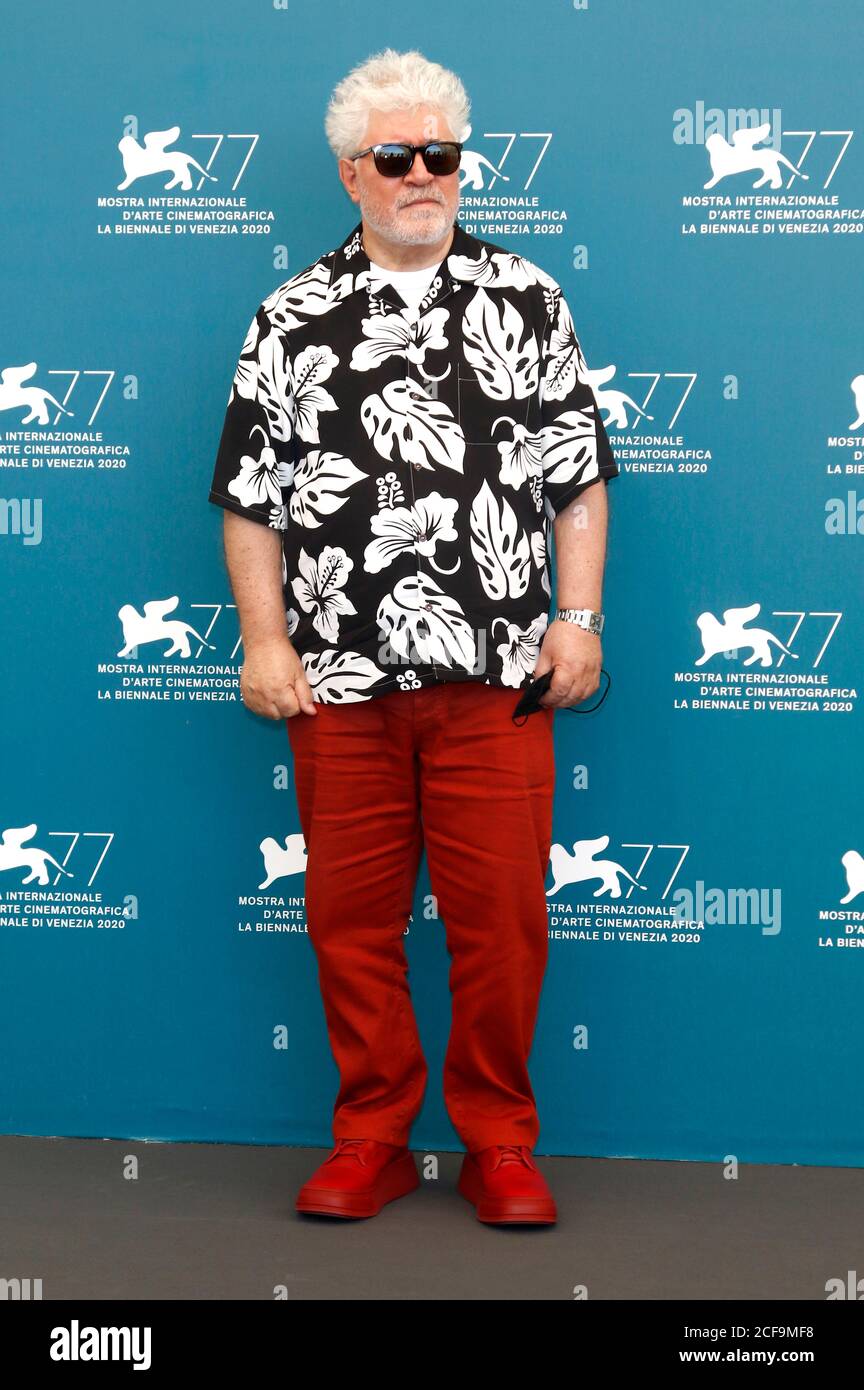 Venice, Italy. 03rd Sep, 2020. Pedro Almodovar attending the photocall of the movie 'The Human Voice' at the 77th Venice Film Festival on September 3, 2020 in Venice, Italy Credit: Geisler-Fotopress GmbH/Alamy Live News Stock Photo