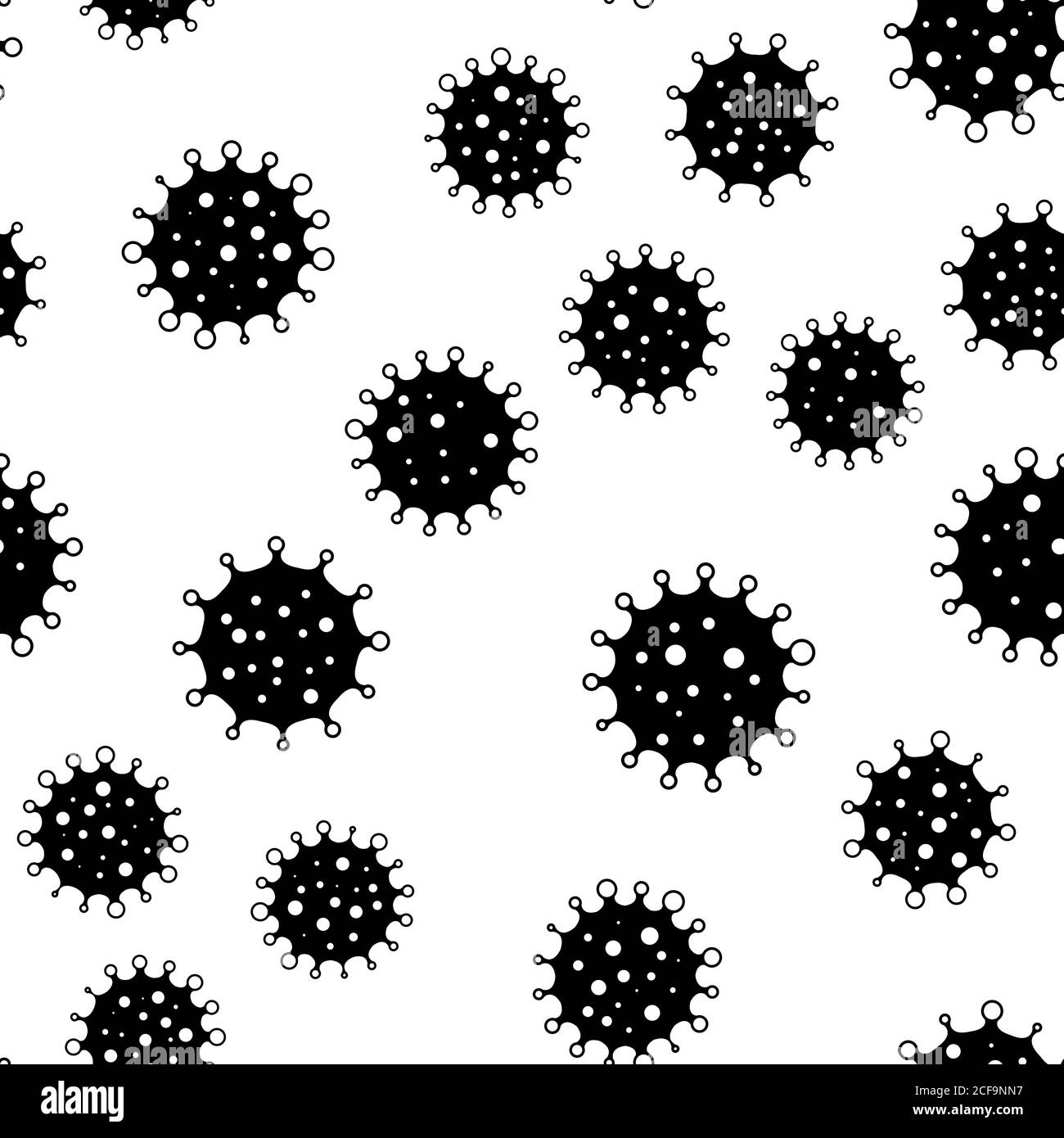 Coronavirus seamless background pattern. Black virus silhouettes. COVID ...