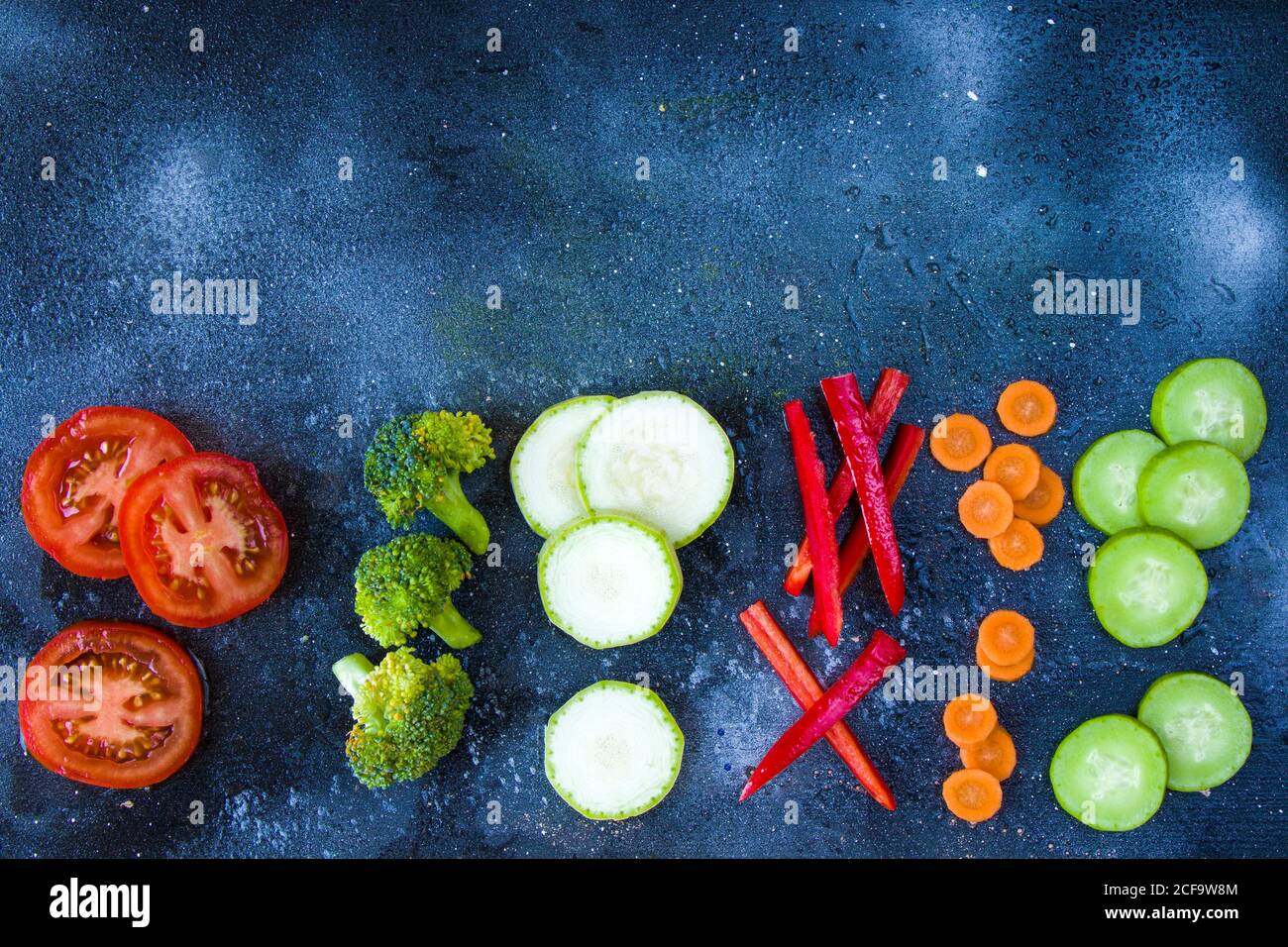 Chopped vegetables, sliced and cutting vegetables Stock Photo