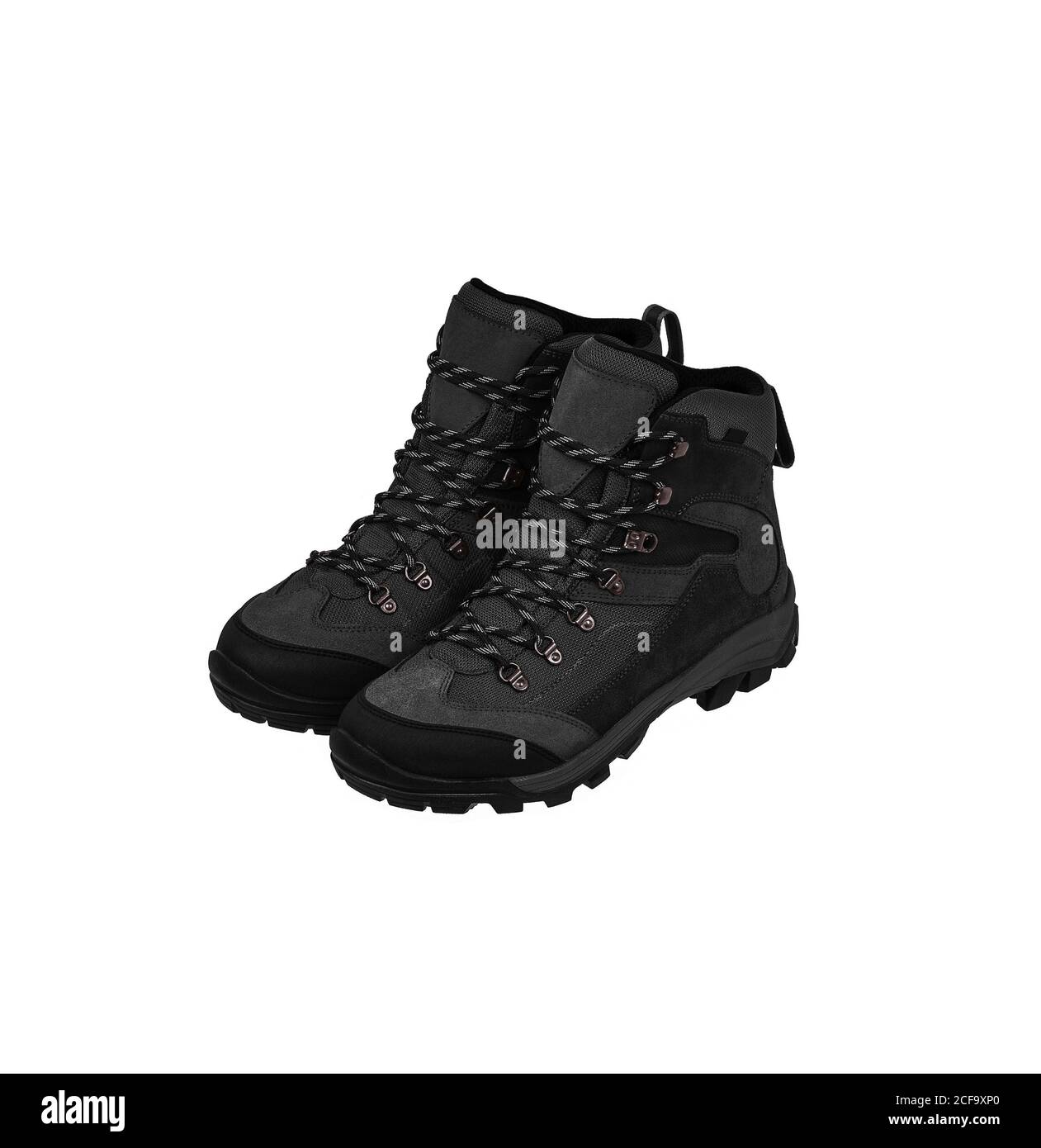 Modern mountain boots isolate on a white background. Shoes for outdoor