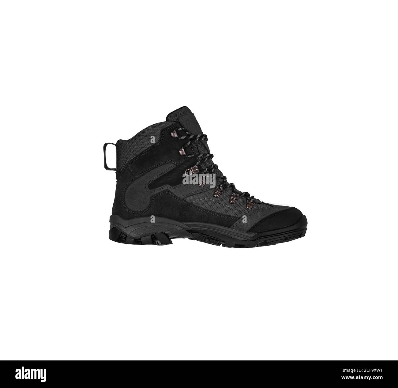 Modern mountain boots isolate on a white background. Shoes for outdoor
