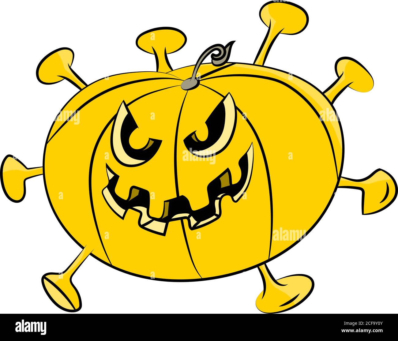 Dangerous and Infectious Corona Virus dressed for Halloween vector illustration Stock Vector