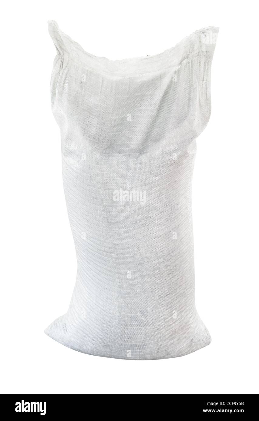 fliied white sandbag cutout on white background Stock Photo