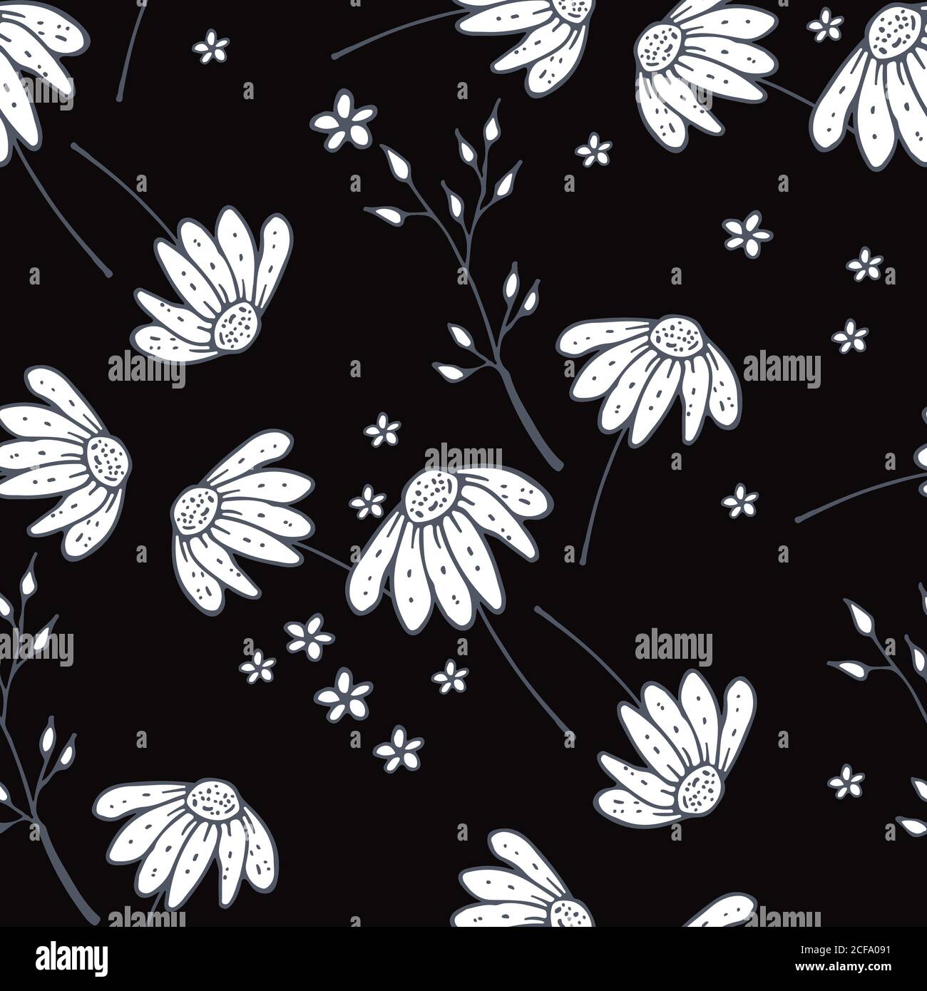 Hand Drawn Seamless Background With Floral Ornaments Stock Vector Image ...