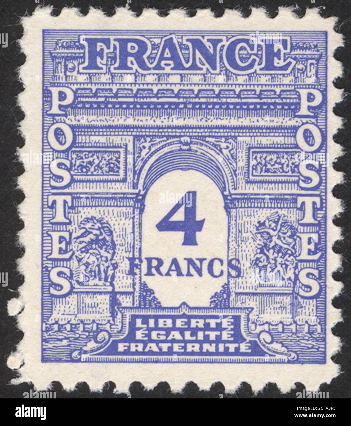 Postage stamps of the France. Stamp printed in the France. Stamp