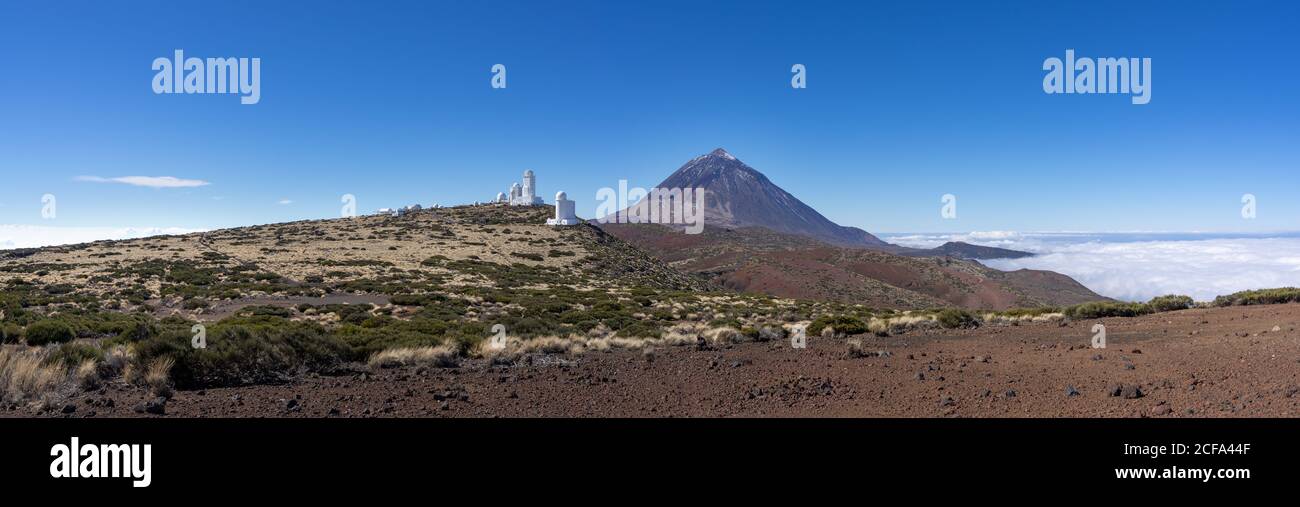 Tenerife - Landscape in the Teide National Park with observatory Stock Photo
