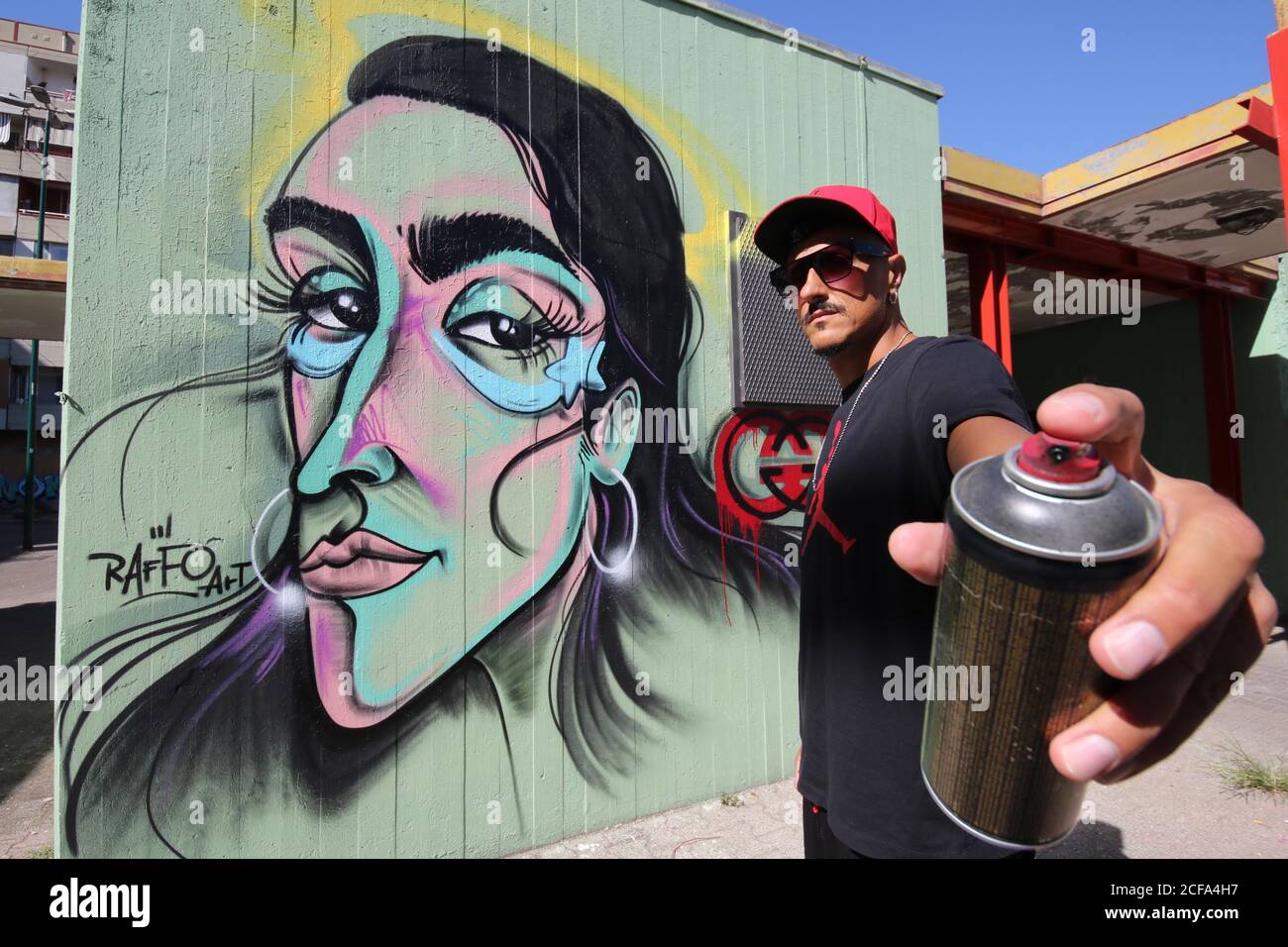 Naples, Italy. 04th Sep, 2020. Naples mural depicting the Gucci model, Armine  Harutyunyan, created by the writer raffo on the wall of the Conocal  district in Ponticelli (Napolipress/Fotogramma, Naples - 2020-09-04) p.s.