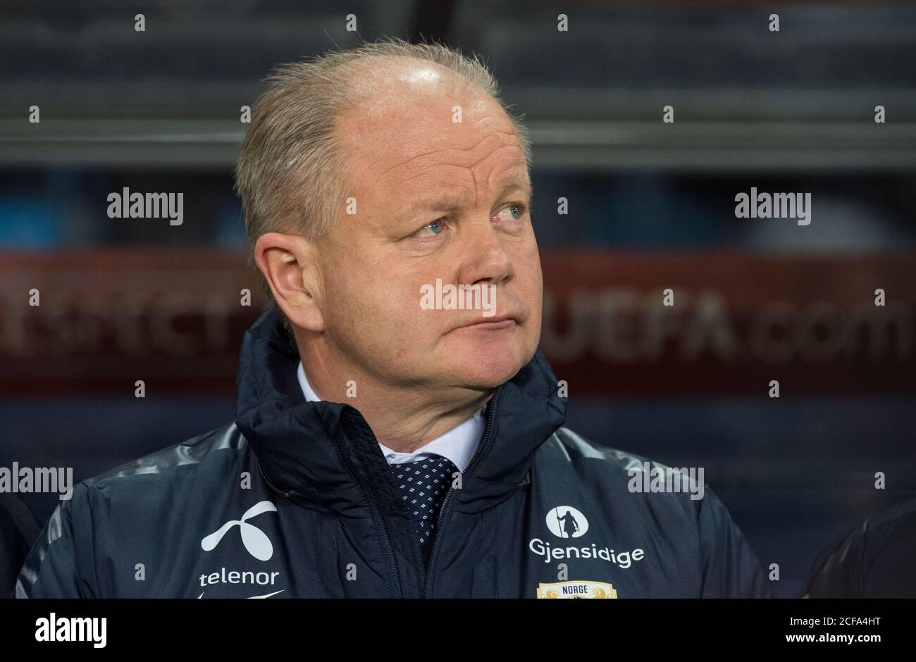 The Norwegian team manager Per-Mathias Høgmo seen at the sideline during the UEFA Euro 2016 play-off match between Norway and Hungary at Ullevaal in Oslo (Gonzales Photo/Jan-Erik Eriksen). Stock Photo