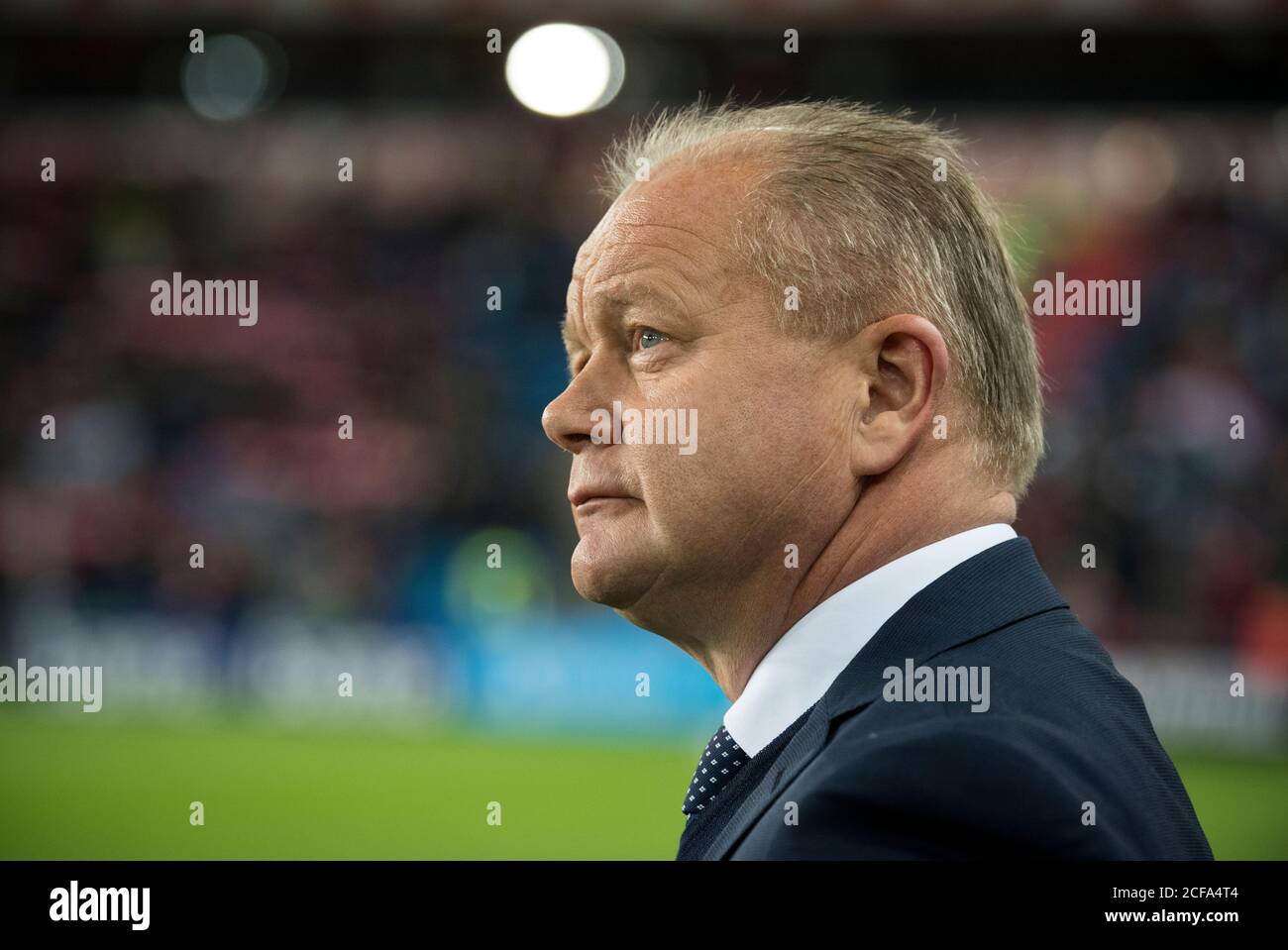 The Norwegian team manager Per-Mathias Høgmo seen at the sideline during the UEFA Euro 2016 play-off match between Norway and Hungary at Ullevaal in Oslo (Gonzales Photo/Jan-Erik Eriksen). Stock Photo