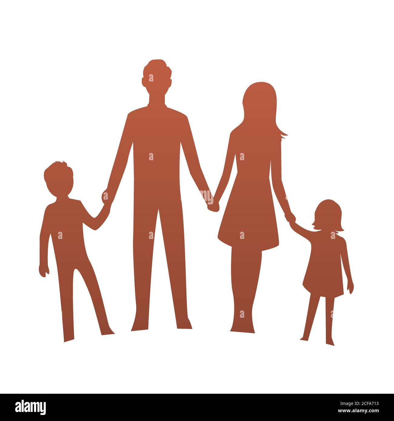 Silhouette of a family with mom, dad, son and daughter Stock Vector Image &  Art - Alamy