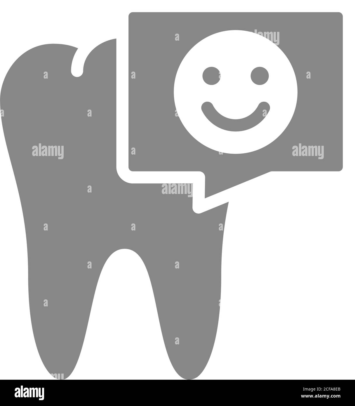 Tooth with happy face in chat bubble gray icon. Organ in the oral ...