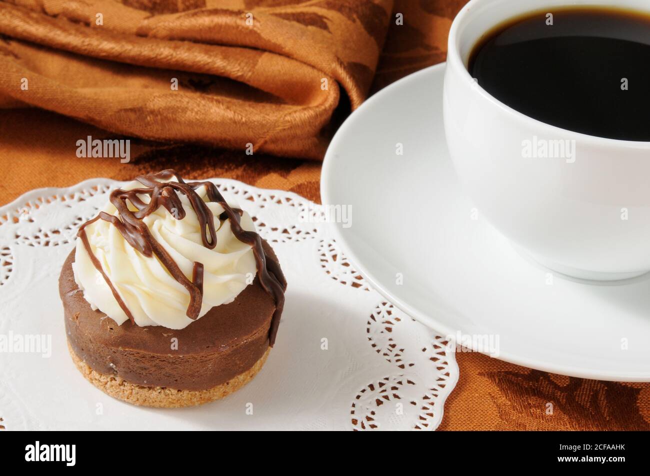 Chocolate dessert tart with coffee Stock Photo Alamy