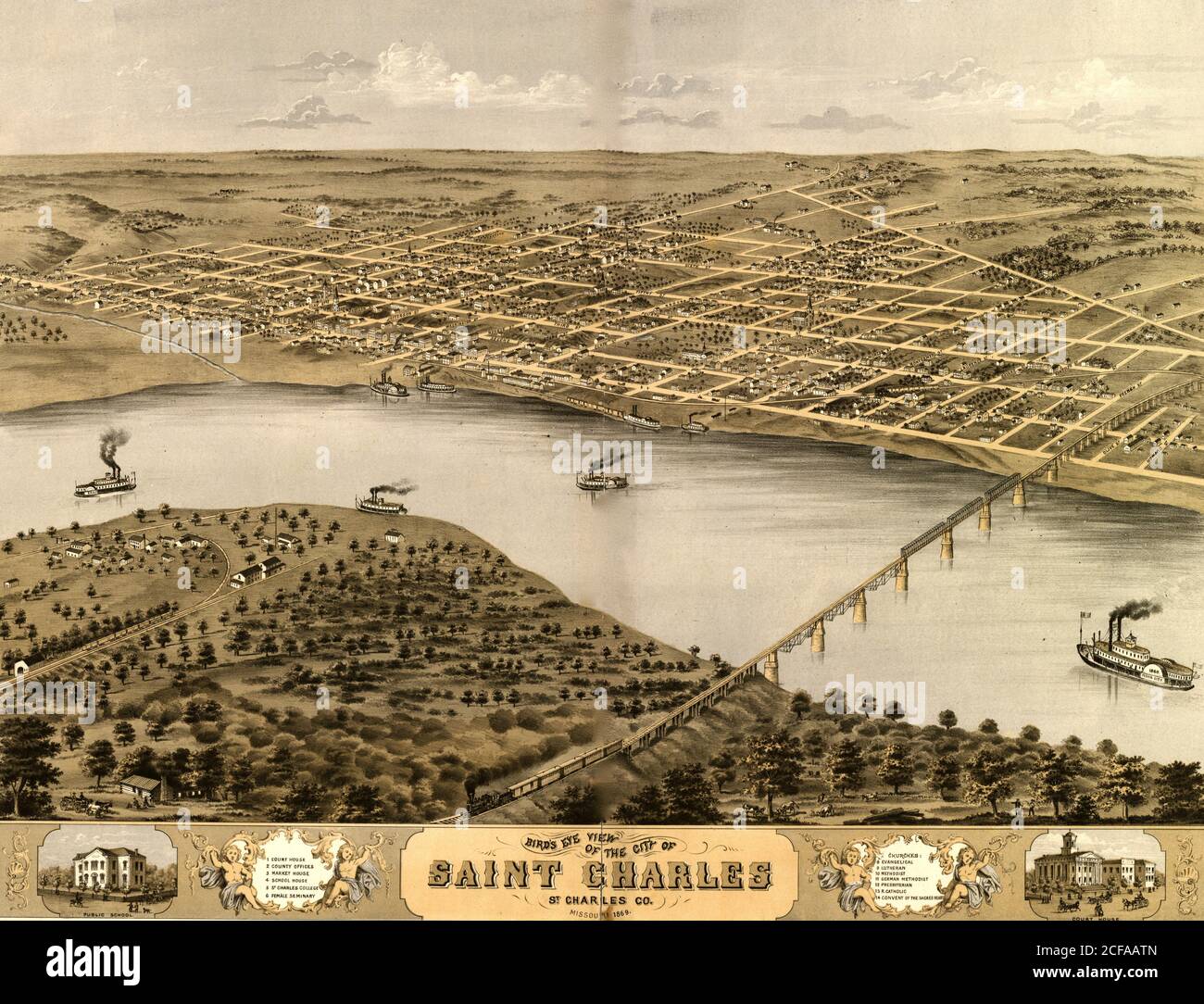 St. Charles, Missouri 1869 Stock Photo Alamy