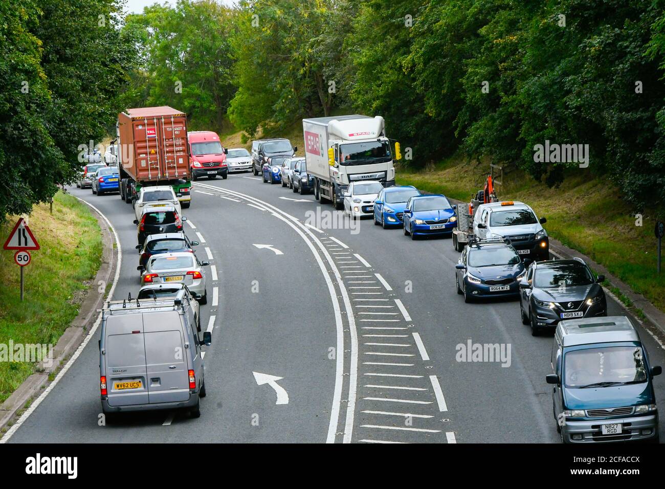 Bridport, Dorset, UK. 4th September 2020. UK Weather. The A35 at