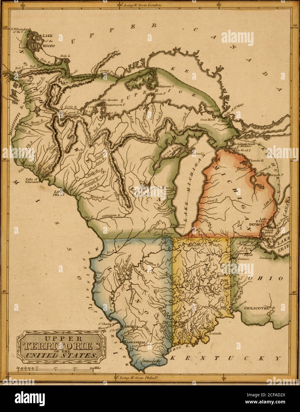 Upper Territories of the United States - 1817 Stock Photo