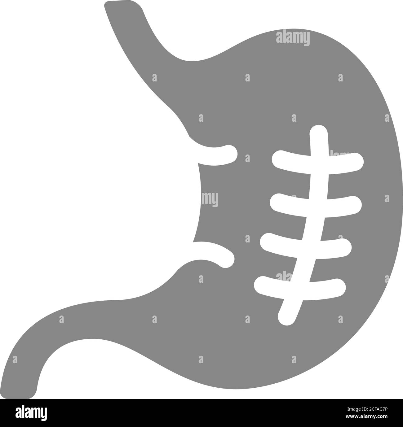 Scar on stomach grey icon. Stomach surgery symbol Stock Vector